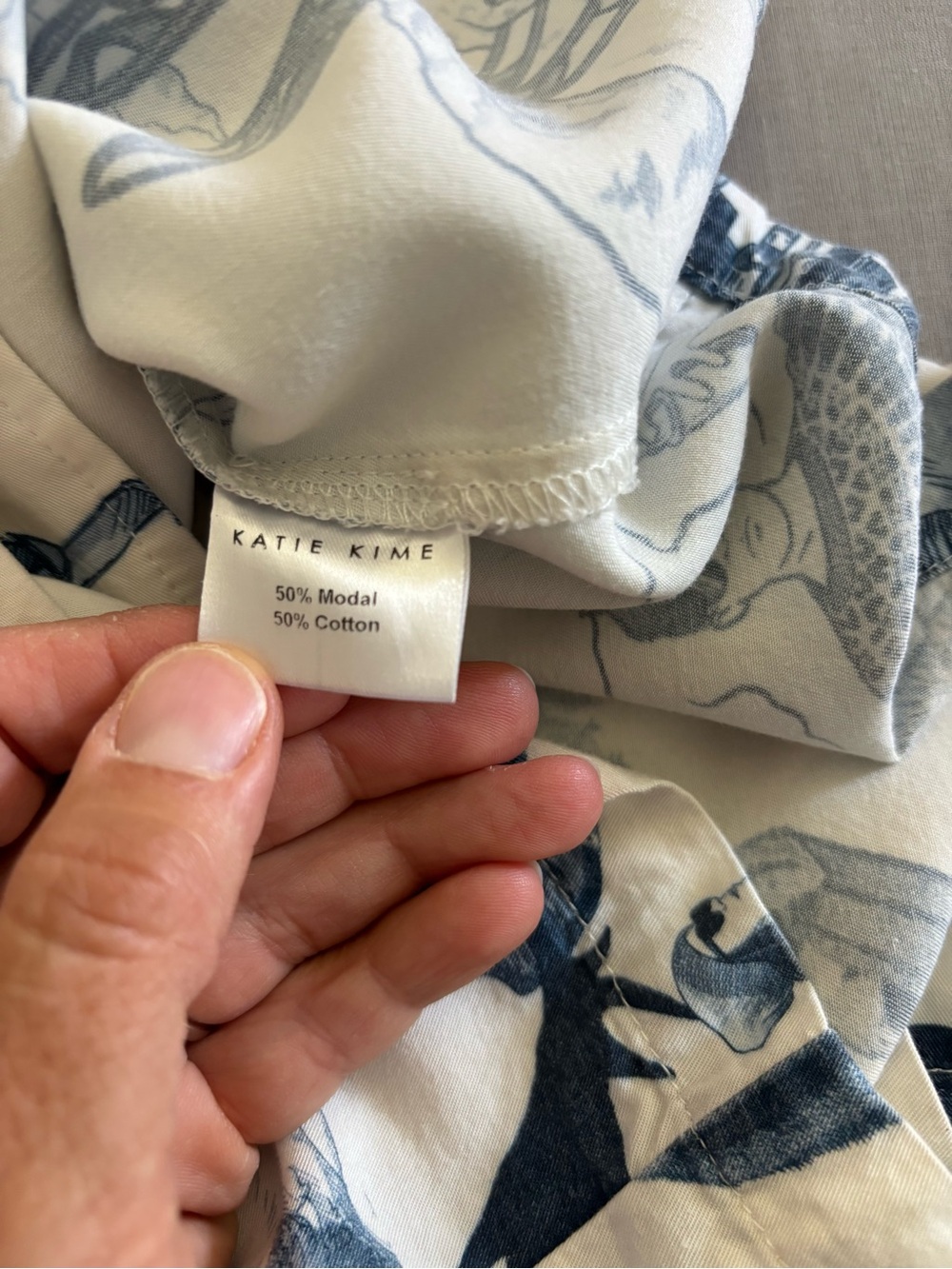 Katie Kime Apres Ski Toile Pajama Set Blue White Short Sleeve Pants Small - Picture 10 of 16